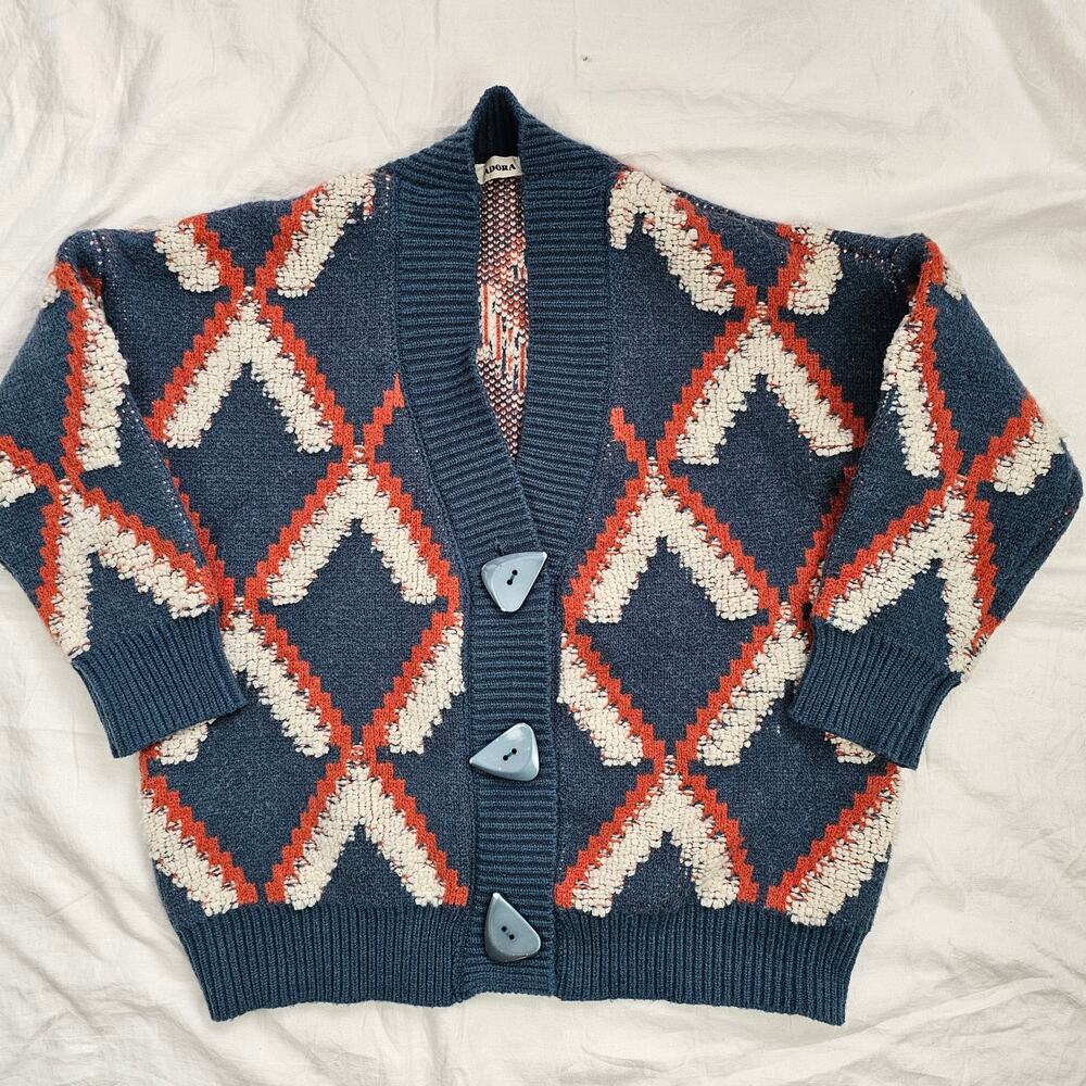 VTG y2k geometric bulky oversized sweater grandpa core academia preppy no size